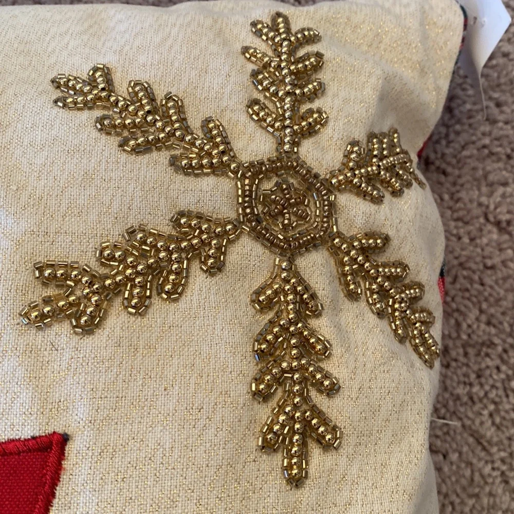World Market Holiday Christmas Pillow Wreath Snowflake Poinsettia 20
